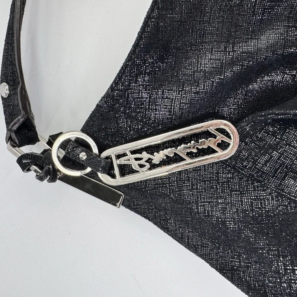 Y2K B MAKOWSKI Hobo Bag Slouchy Black Leather Studded Shoulder Cinched Combo